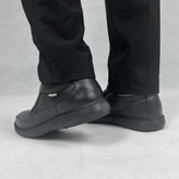 کفش طبی چرم مردانه مدل نایت، کاملاً مشکی، با کفی ارگونومیک و طراحی کلاسیک