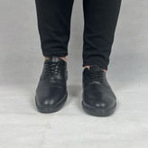 کالج مردانه مدل هیراد رنگ مشکی با رویه چرم و زیره مشکی