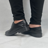 کالج مردانه مدل هیراد رنگ مشکی با رویه چرم و زیره مشکی